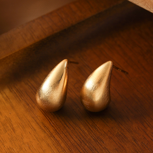 法式 Acc私家 金属拉丝水滴小众高级感银针耳环女 Love Simple