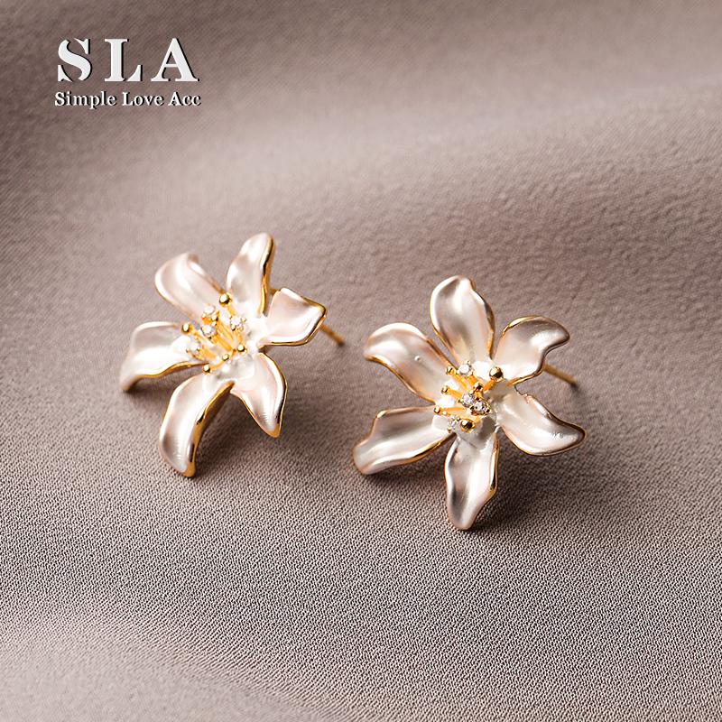 Simple Love Acc私家   法式滴釉高级感设计·1花朵银针耳环女