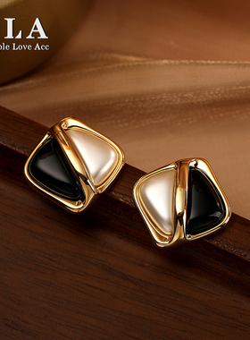 Simple Love Acc私家  2025年爆款珍珠树脂双材质简约银针耳环女