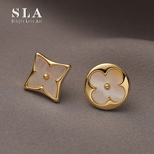 法式 Acc私家天然贝母贝母气质耳钉2025新款 复古高级 Love Simple