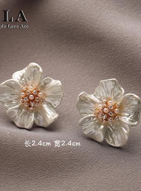 Simple Love Acc私家  锆石花朵珍珠款百搭气质高级感银针耳环女