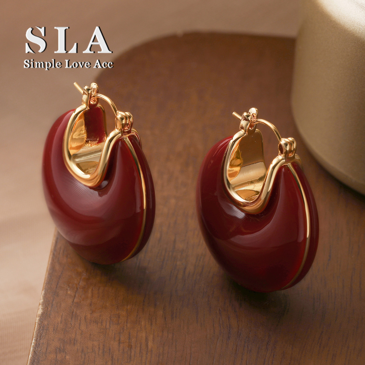 法式高级感U形双面耳环