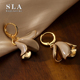 Love Acc私家 法式 Simple 新款 滴釉浅咖花瓣耳坠女气质高级耳环潮