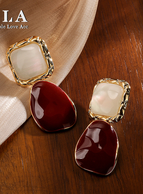 SLA私家 法式高级感滴釉画釉工艺 金属质感s925银针耳环耳饰品潮