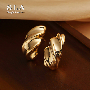 罗马纹金属冷淡风气质高级法式 Acc私家 银针耳环女潮 Love Simple