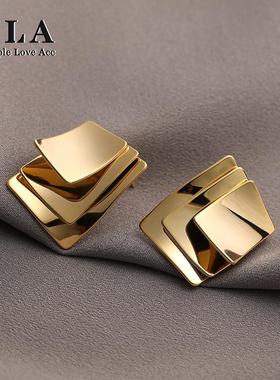 Simple Love Acc私家  法式立体波浪几何简约大气轻奢银针耳环女