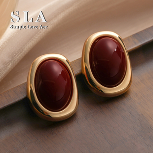 安克拉红欧美高级感红色小众时尚 Acc私家 本命耳环女 Love Simple