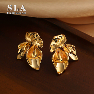 Love 新款 Acc私家 叶子金属原创设计耳环2025年秋季 女 法式 Simple