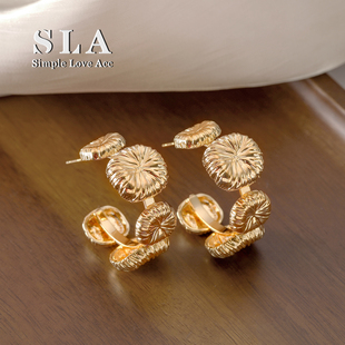 Simple Acc私家秋冬氛围感烟花银针金属高级感气质耳环女潮 Love