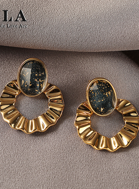 Simple Love Acc私家  法式简约不规则设计树脂爆款银针耳环女