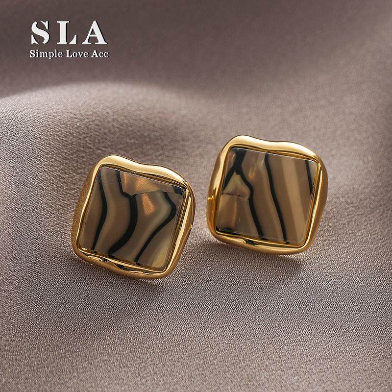 Simple Love Acc私家  2025年新款高级感滴釉设计纹路银针耳环女