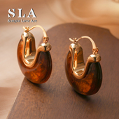 个性 Simple 美拉德琥珀色高级耳环女 法式 2025年新款 Love Acc私家