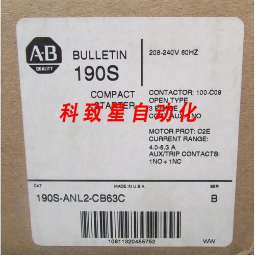 工业配件190S ANL2 CB63C 208 240 V 4-6.3 AMP 190S 启动器