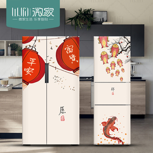 新中式冰箱贴纸全贴翻新贴创意装饰贴画自粘防水可移除定制橱柜