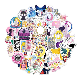 100张美少女战士贴纸卡通水兵月手机水杯笔记本电脑吉他电动车diy