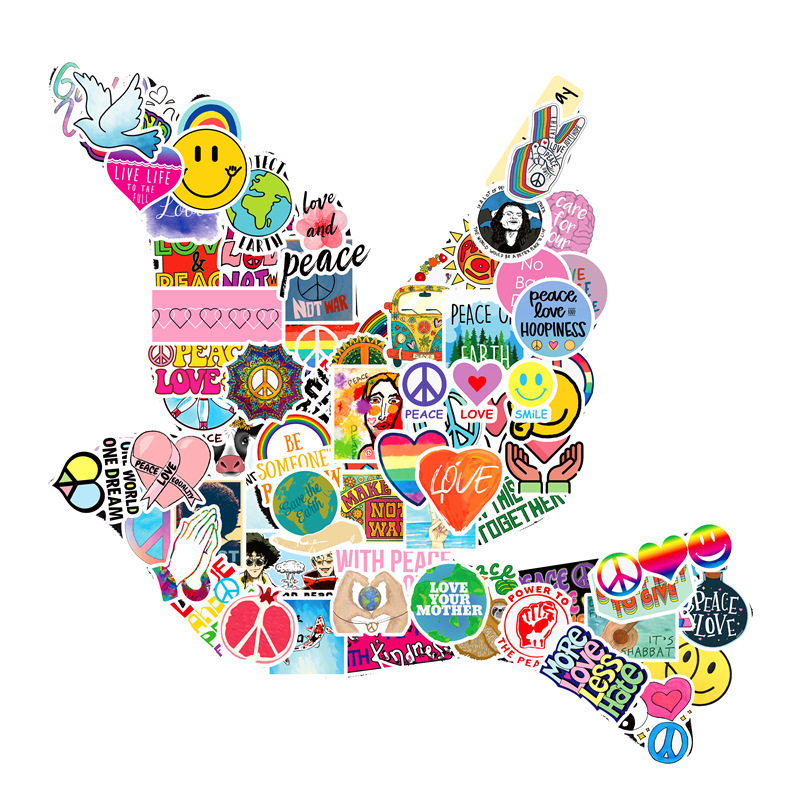 102张爱与和平ins风vsco贴纸笔记本电脑汽车玻璃涂鸦水杯手账贴画