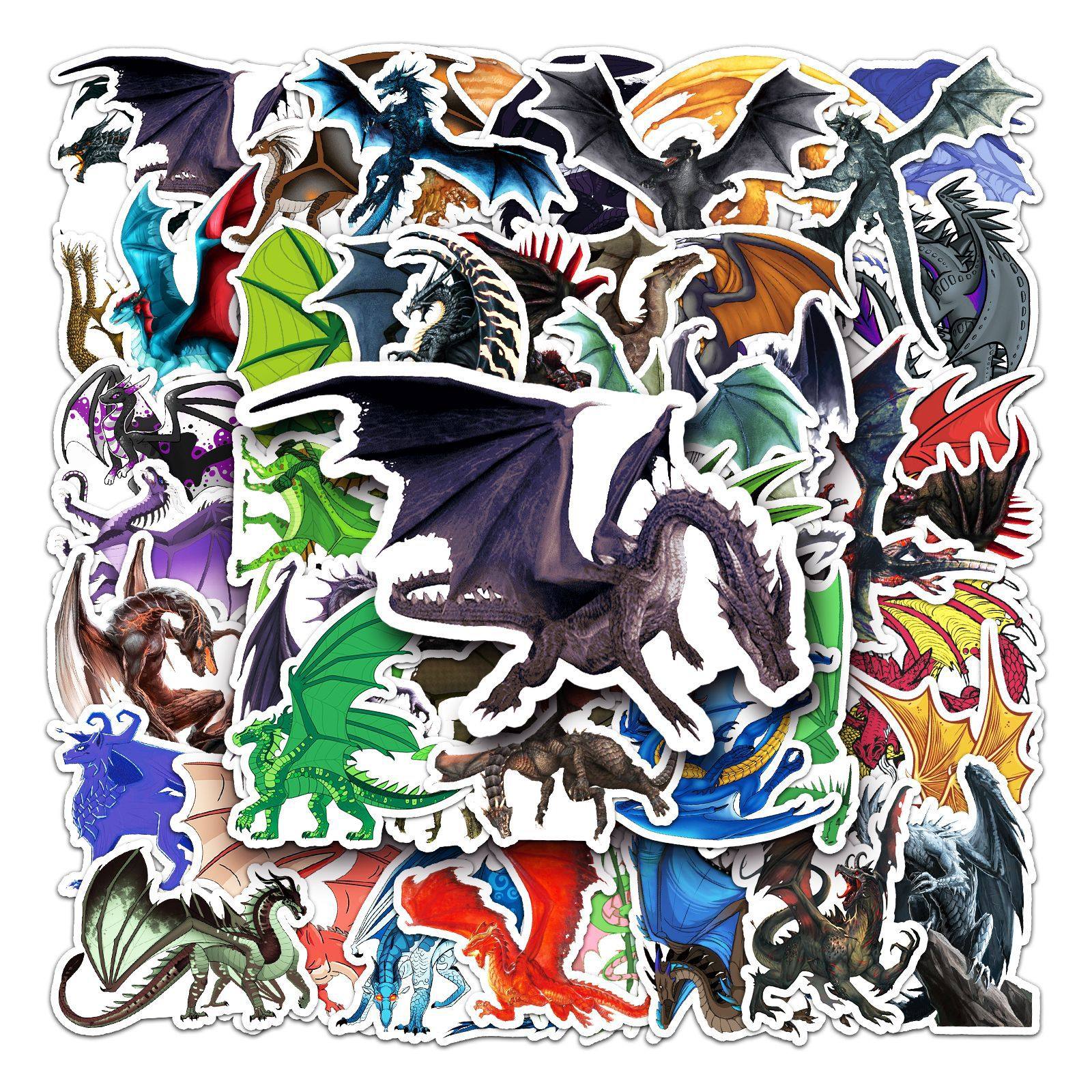 50张个性酷炫龙涂鸦贴纸手机水杯笔记本平板电脑主机箱ipad拉杆箱电动