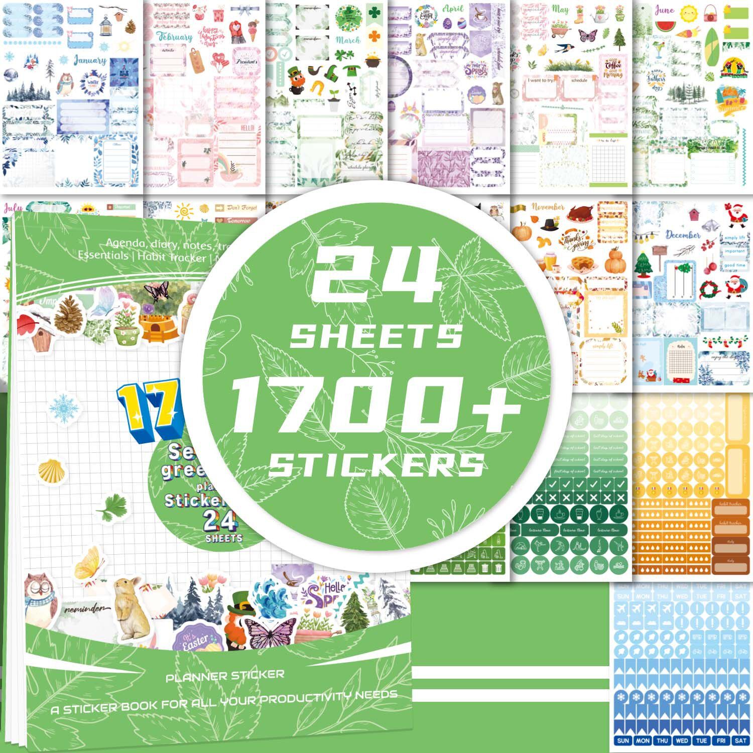 季节性绿植规划贴纸本剪贴簿配件年月日planner stickers计划贴纸