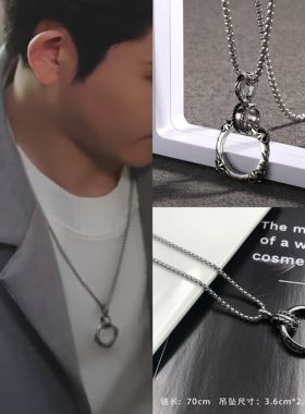 司厌同款项链男女圆环吊坠毛衣链长款复古圆圈坠项圈嘻哈卫衣配饰