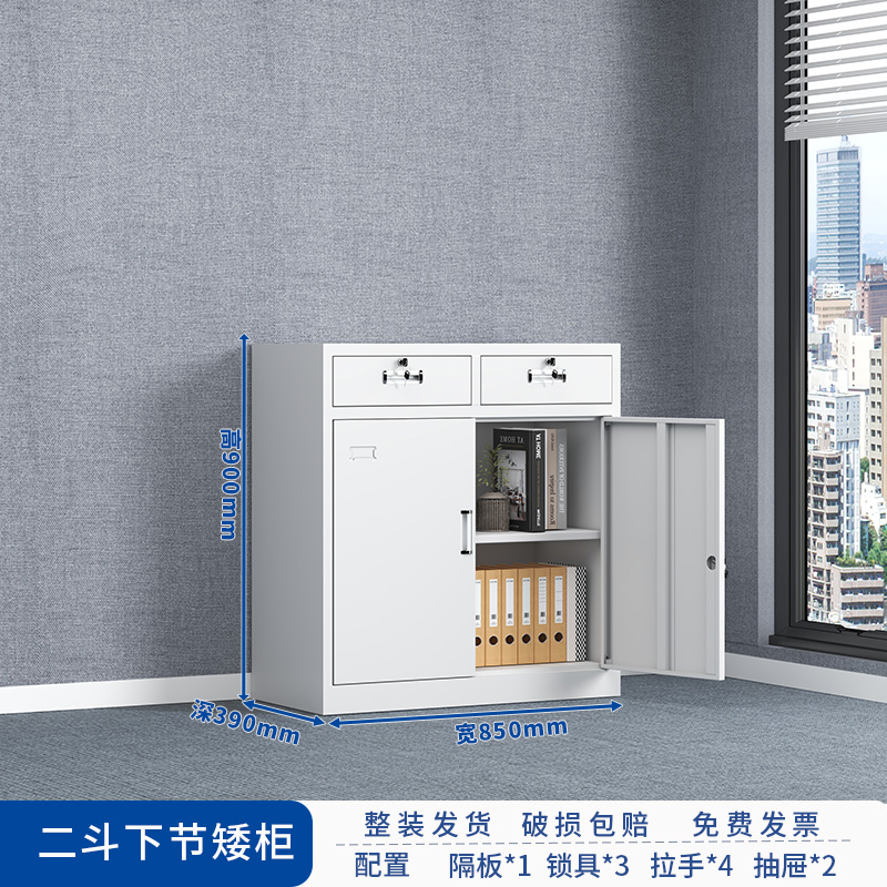 HC3 2办公文件柜铁皮矮柜财务资料档案柜落地带锁储物家用工具柜