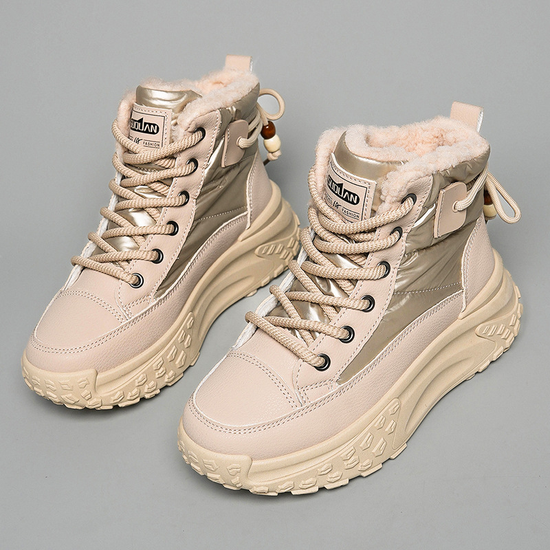 K6725雪地靴女2025年新款冬季加绒加厚高帮厚底百搭东北保暖棉鞋