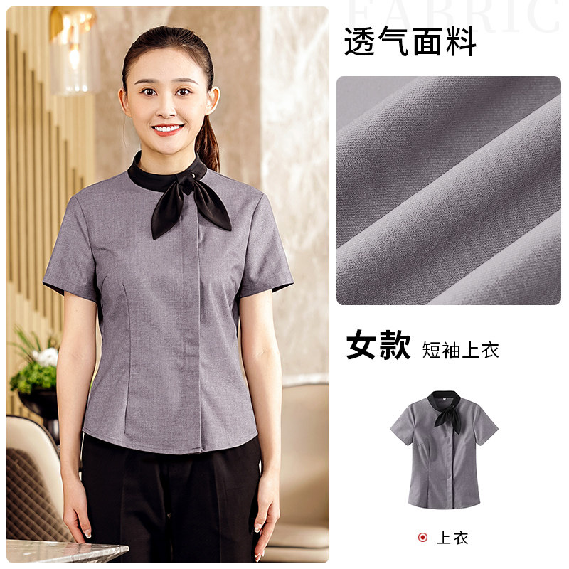 High-End Gray Catering Waiter Work Clothes Banquet Restaurant Hotel Hot Pot Restaurant Barbecue Summer 17-18-1