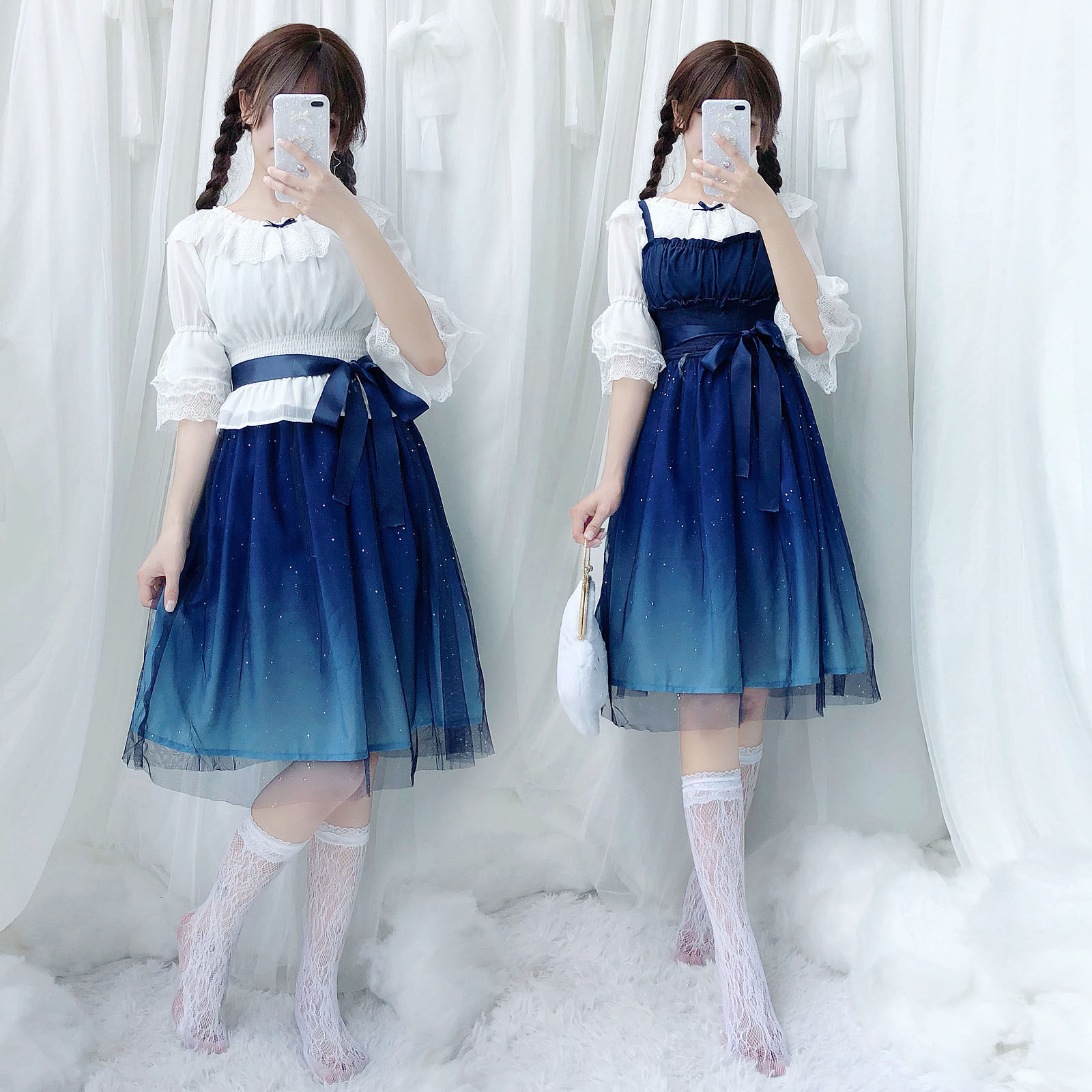 Summer Lolita Jumper Dress 2-Piece Set Gradient JSK - Product image 3