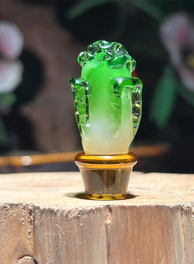 淄博非遗琉璃纯手工艺品仿真多肉绿植盆栽桌面摆件家居书桌装饰品