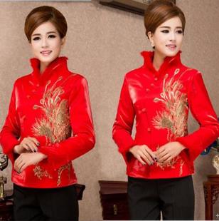 中式改良旗袍上衣外套宽松兔毛唐装棉袄女冬装中国风加厚棉衣短款