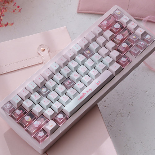 URE原创Hello Kitty凯蒂猫主题机械键盘键帽粉色热升华PBT+PC原厂