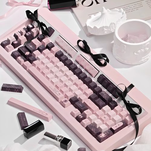 香奈儿主题黑粉键帽机械键盘类肤感优雅键帽热升华适配磁轴键盘
