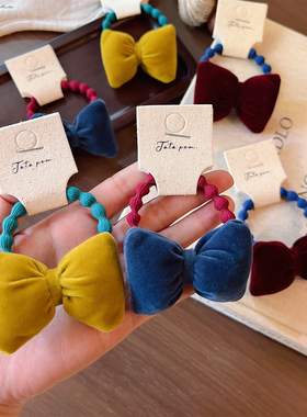 儿童丝绒蝴蝶结发圈宝宝丸子头发绳高弹力扎发皮筋小女孩甜美发饰