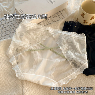 新款 女士中腰包臀透氣少女緞面 純欲性感蕾絲內(nèi)褲 歐若風(fēng)法式