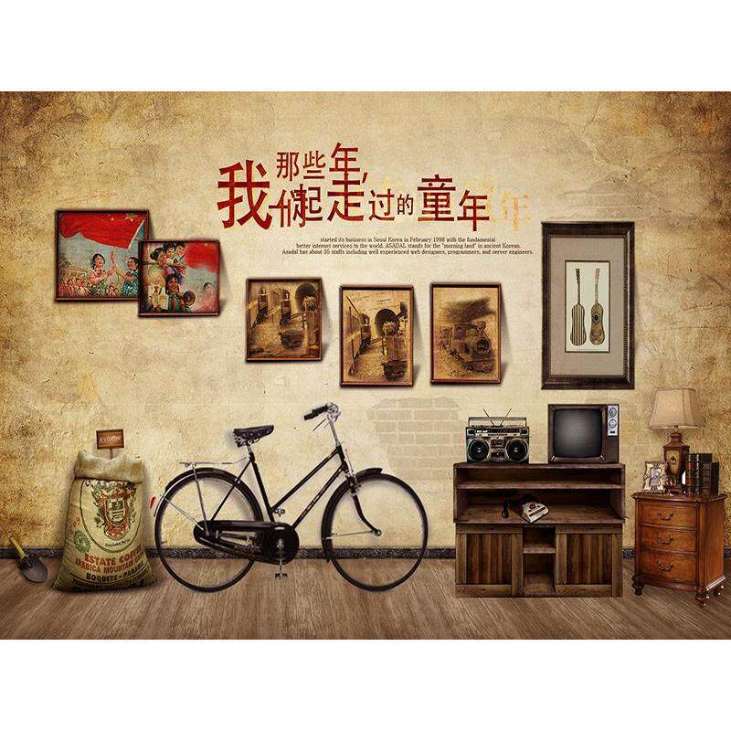 网红直播间背景墙布3d立体壁纸复古网红70/80后青春怀旧海报拍照