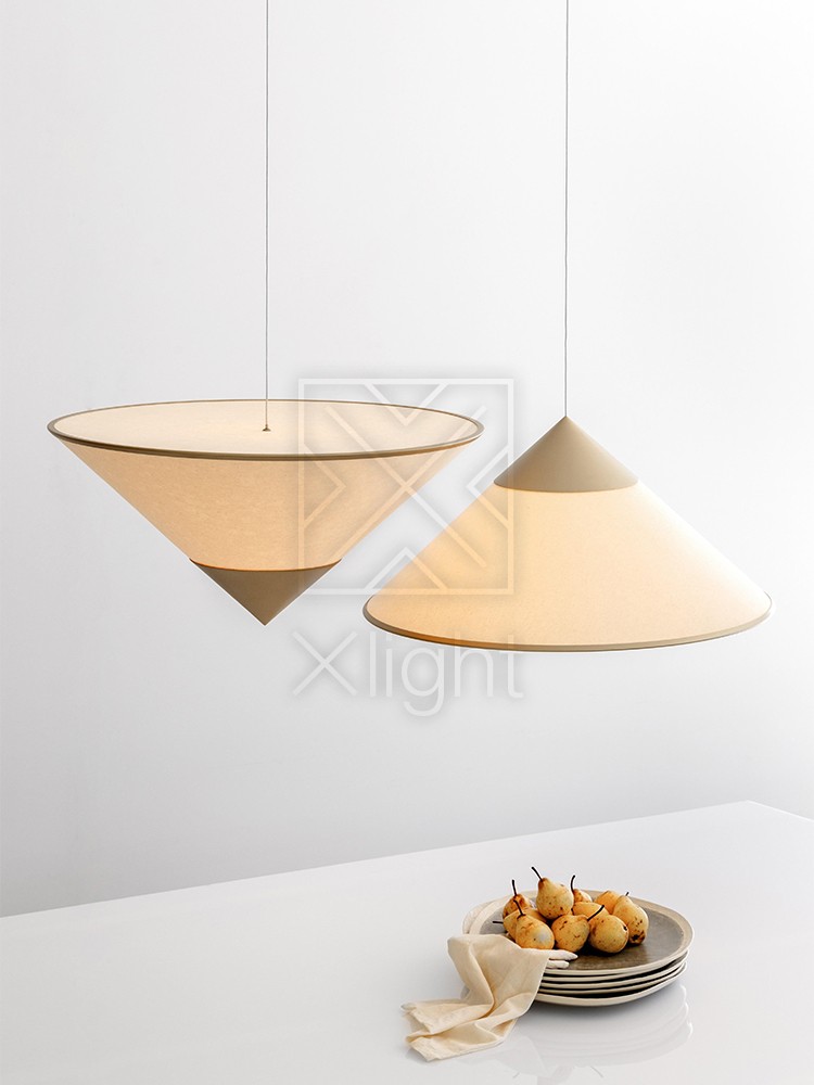 thumbnail for Danish Designer Bar Counter Restaurant Wabi-Sabi Style French Retro Homestay Study Room Conical Fabric Pendant Light