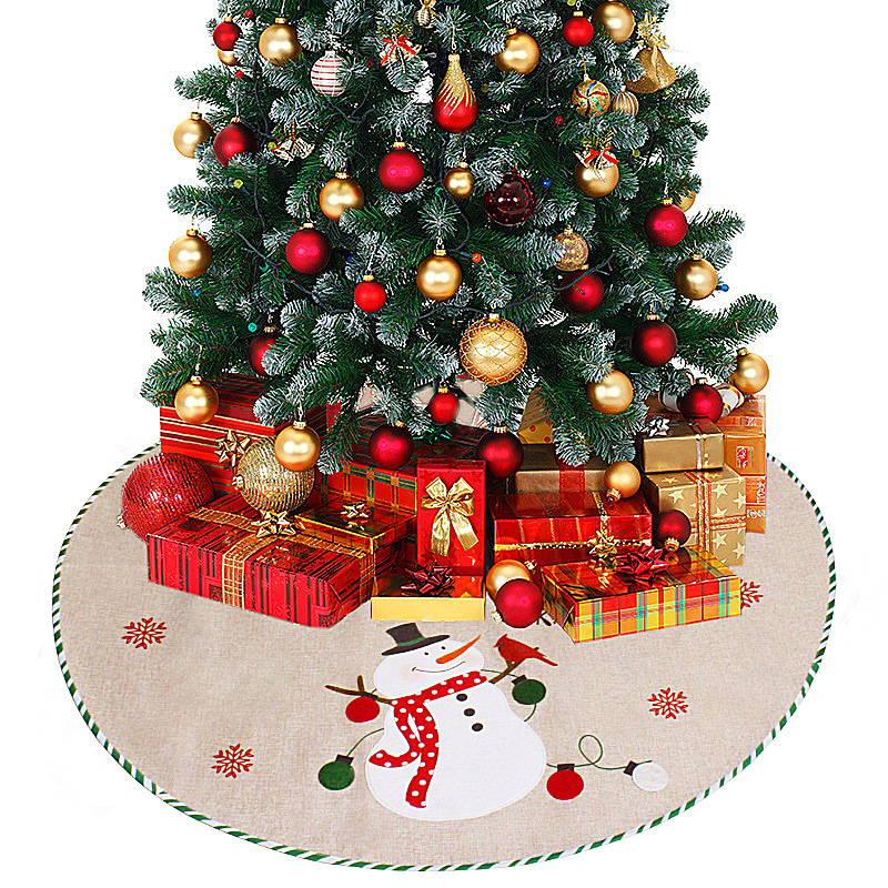 New 110CM linen embroidered tree skirt Christmas tree apron