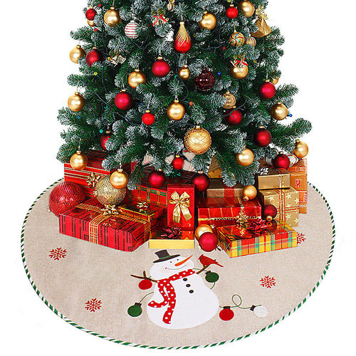 New 110CM linen embroidered tree skirt Christmas tree apron