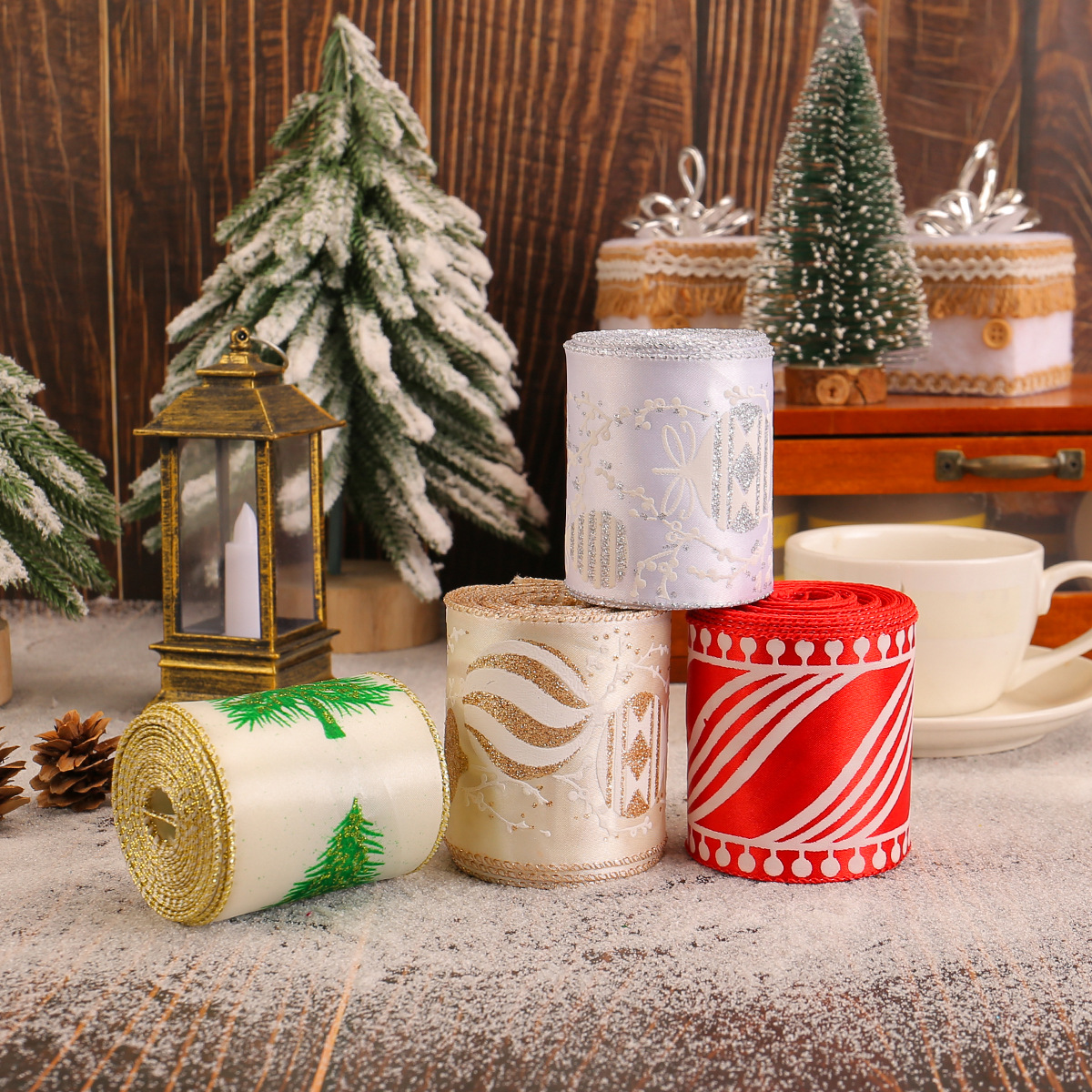 Christmas tree ribbon roll DIY decorative bow圣诞树织带卷