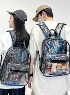 PVC student backpack trendy PVC small backpack双肩包潮流