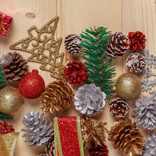 9pcs Christmas Socks Pinecone Christmas Tree Pendant圣诞松果