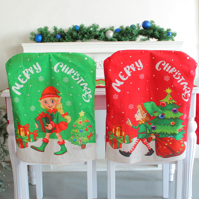 Christmas Elf Chair Cover Cartoon Doll Dining Chair Cover