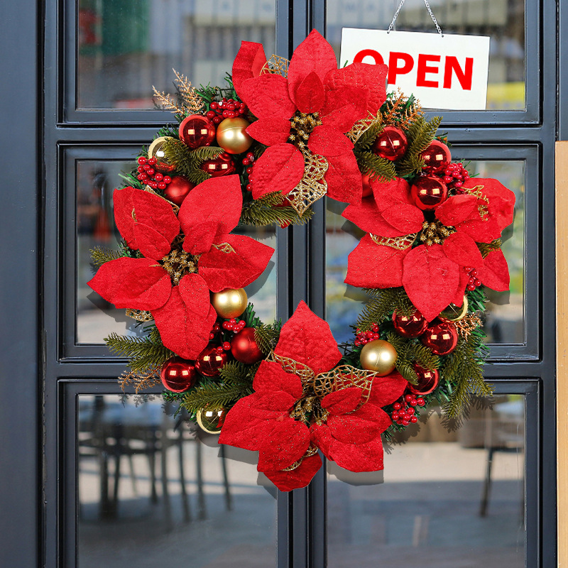 2025 Large Christmas Flower Ring Red Vine Ring大号圣诞藤圈