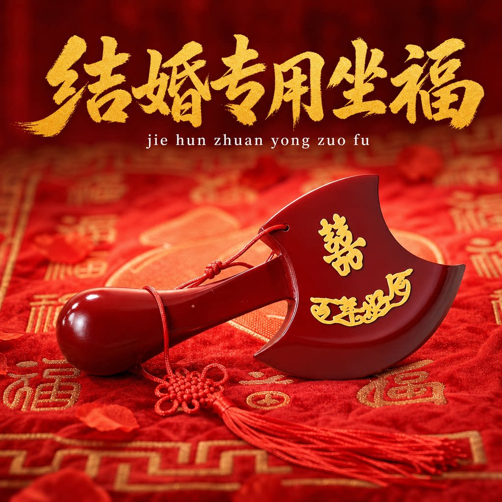 结婚桃木斧头喜盆坐福小斧头