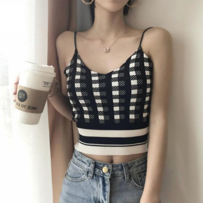 lattice camisole knitting vest Spring and summer Korean Edition have cash less than that is registered in the accounts Self cultivation Internal lap jacket Sleeveless Base coat 2019 new patternin the Women's clothing/Boutique , Wool sweater  category - from Buy2taobao.com to provide professional Taobao agent buy service