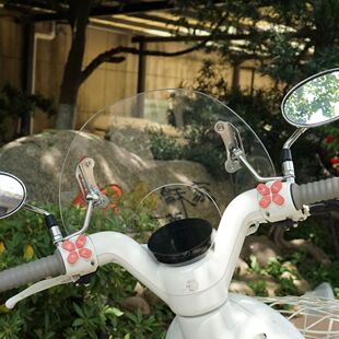 适用极核momo/mo1前置挡风板可爱复古装饰圆弧后视镜防风改装风挡