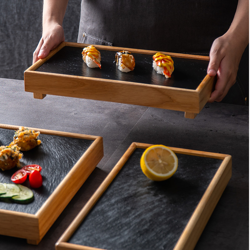 黑色日式风商用木质餐具