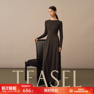 TEASEL「优雅化身」可机洗可烘干羊毛斜裁裙摆纸片人百褶连衣裙