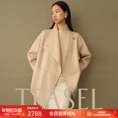 TEASEL「阿拉善绒章」ROW风中长款 幼骆驼绒不对称门襟毛呢大衣