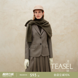 百褶半裙套装 小廓形西装 TEASEL「智性法则」精纺羊毛两粒扣修身