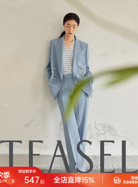 TEASEL「新的姿态」进口三醋酸枪驳领通勤休闲干爽廓形西装套装